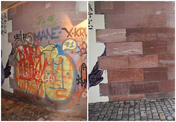 GraffitientfernungFriedensbrücke Frankfurt